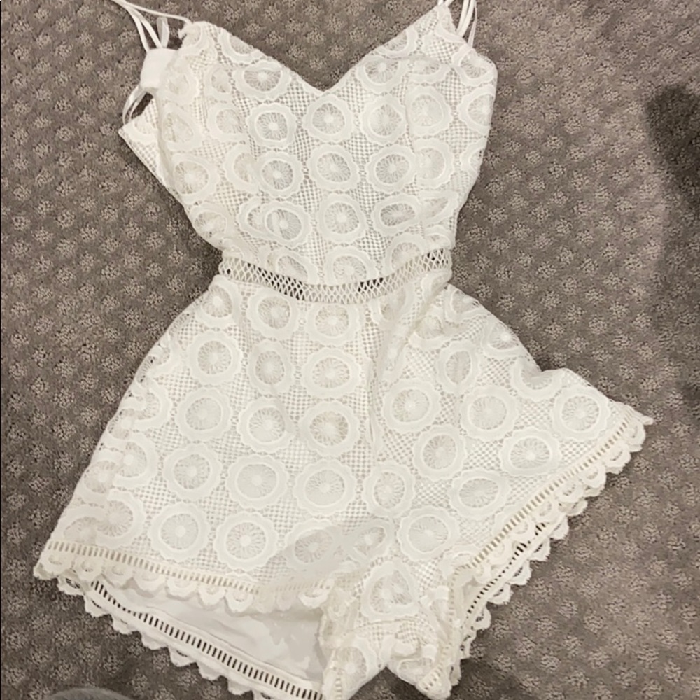 White lace Lovers + Friends romper